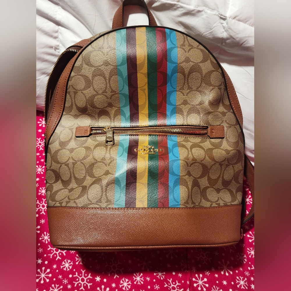 Coach Kenley Signature Backpack w/Stripe - Picture 8 of 9